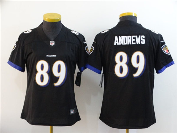 Womens Baltimore Ravens #89 Mark Andrews Nike Black Vapor Limited Player StitchedJersey