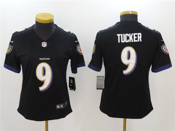 Womens Baltimore Ravens #9 Justin Tucker Nike Black Vapor Limited Player Stitched Jersey