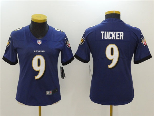 Womens Baltimore Ravens #9 Justin Tucker Nike Purple Vapor Limited Player Stitched Jersey