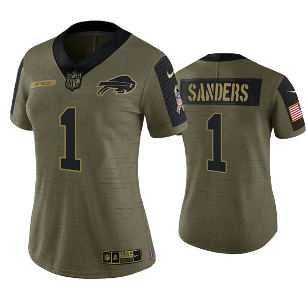 Womens Buffalo Bills #1 Emmanuel Sanders Nike Olive 2021 Salute To Service Jersey