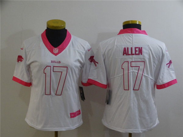 Womens Buffalo Bills #17 Josh Allen Nike Pink Fashion Jersey.