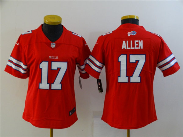 Womens Buffalo Bills #17 Josh Allen Nike Red Color Rush Vapor Limited Player Stitched Jersey