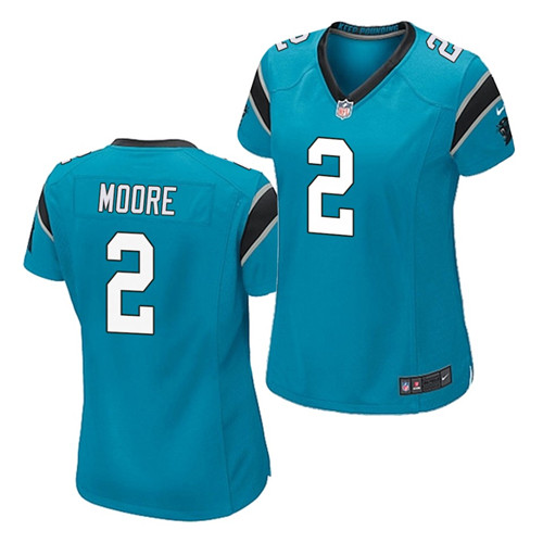 Womens Carolina Panthers #2 D.J. Moore Blue Nike NFL Vapor Untouchable Limited Jersey