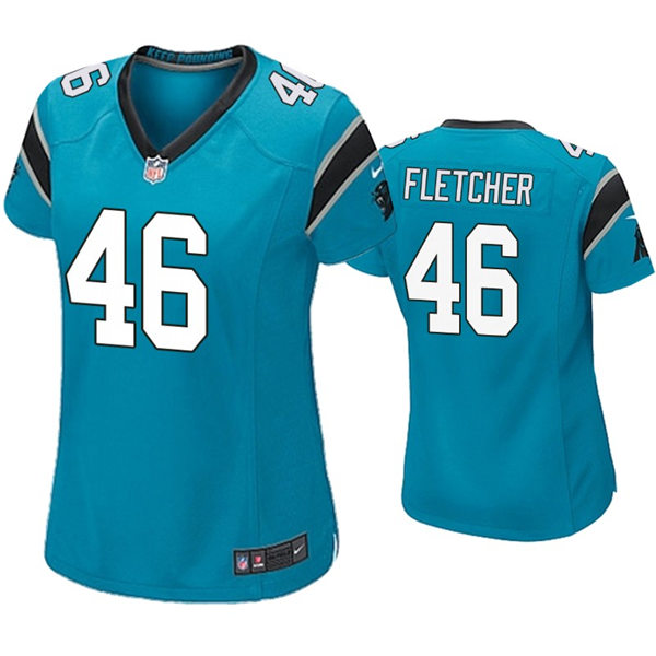 Womens Carolina Panthers #46 Thomas Fletcher Nike Blue Limited Jersey