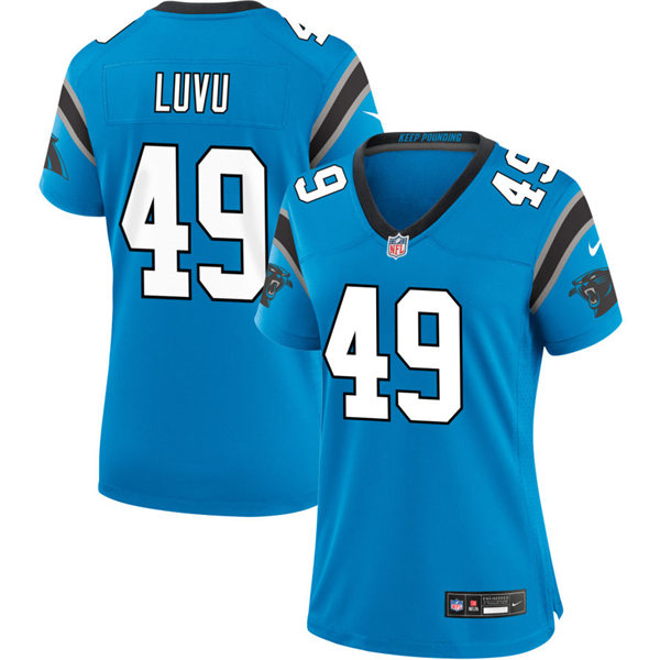 Womens Carolina Panthers #49 Frankie Luvu Nike Blue Limited Jersey