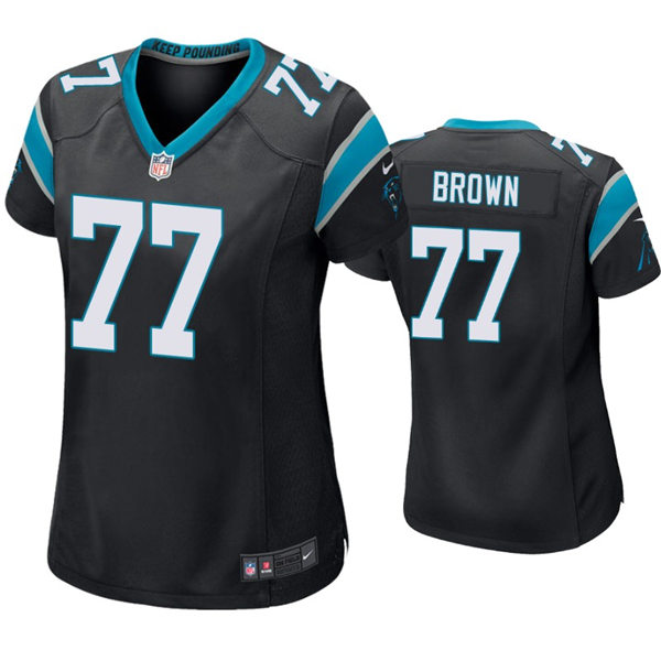 Womens Carolina Panthers #77 Deonte Brown Nike Black Limited Jersey