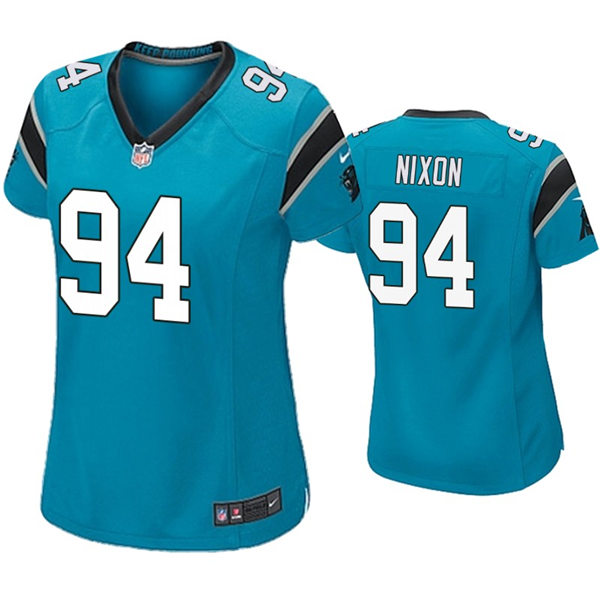 Womens Carolina Panthers #94 Daviyon Nixon Nike Blue Limited Jersey