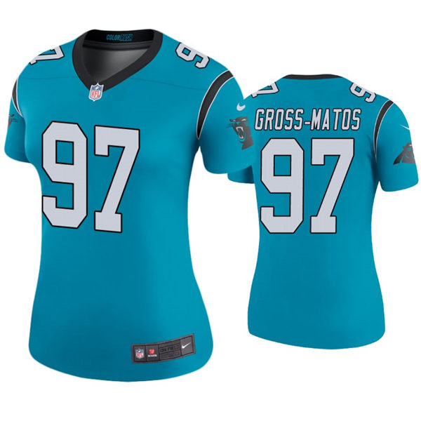 Womens Carolina Panthers #97 Yetur Gross-Matos Nike Blue Limited Jersey