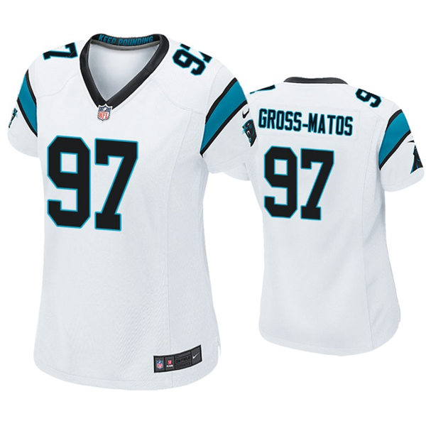 Womens Carolina Panthers #97 Yetur Gross-Matos Nike White Limited Jersey