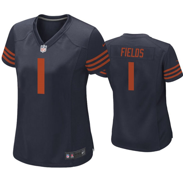 Womens Chicago Bears #1 Justin Fields Nike Navy Orange Limited Jersey