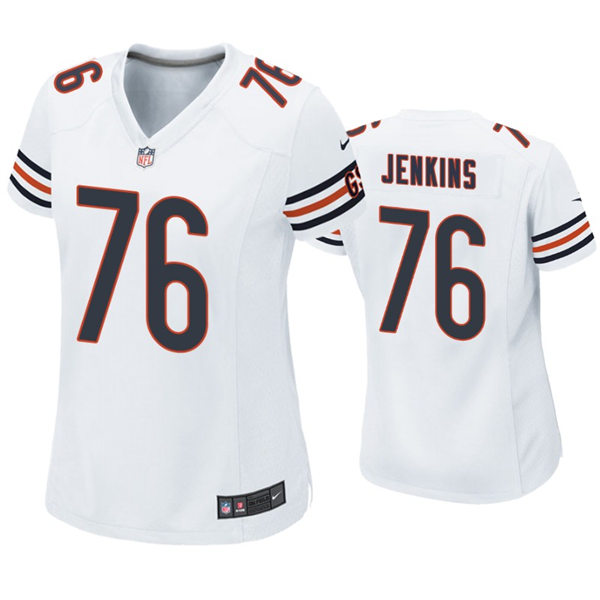 Womens Chicago Bears #76 Teven Jenkins Nike White Limited Jersey