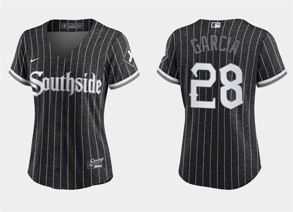 Womens Chicago White Sox #28 Leury Garcia Black 2021 Stitched City Connect Jersey