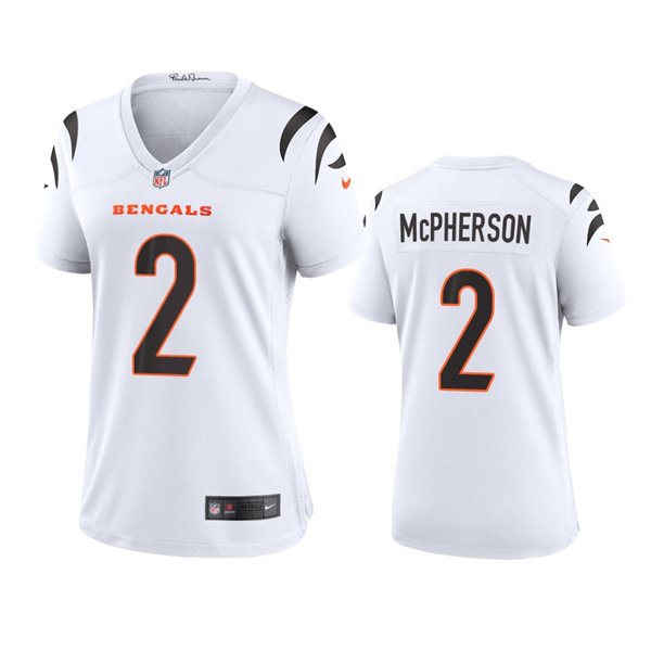 Womens Cincinnati Bengals #2 Evan McPherson Nike White Away Limited Jersey