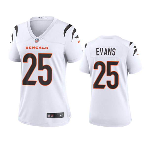 Womens Cincinnati Bengals #25 Chris Evans Nike White Away Limited Jersey