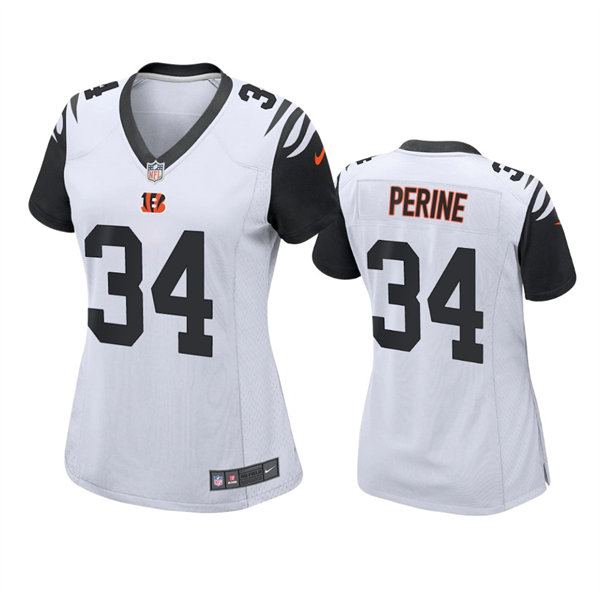 Womens Cincinnati Bengals #34 Samaje Perine Nike White Color Rush Jersey