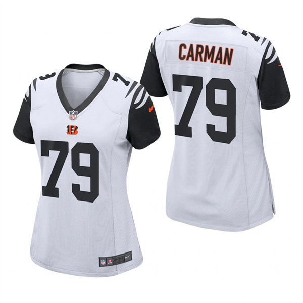 Womens Cincinnati Bengals #79 Jackson Carman Nike White Color Rush Jersey