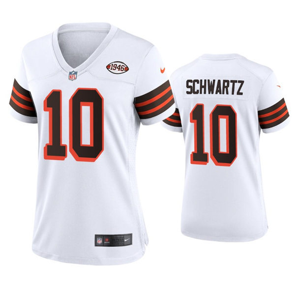 Womens Cleveland Browns #10 Anthony Schwartz Nike 2021 White Retro 1946 75th Anniversary Jersey