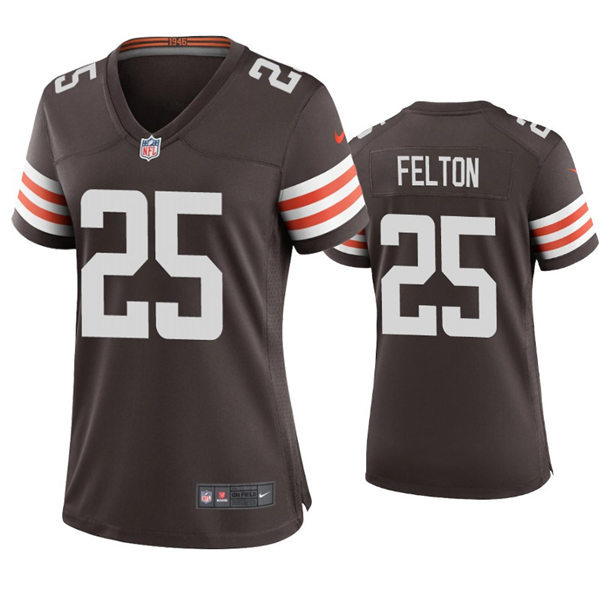 Womens Cleveland Browns #25 Demetric Felton Nike Brown Home Vapor Limited Jersey