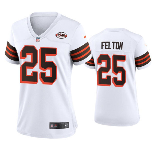 Womens Cleveland Browns #25 Demetric Felton Nike White 1946 Throwback 75th Anniversary Jersey