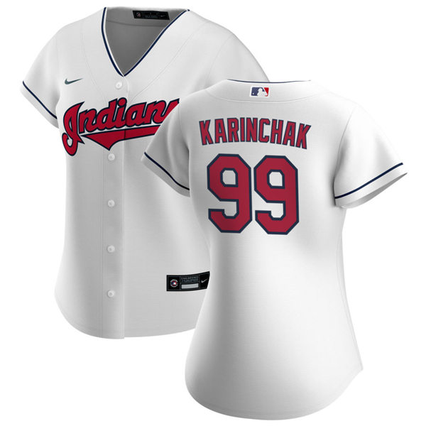 Womens Cleveland Indians #99 James Karinchak Nike Home White Cool Base Jersey