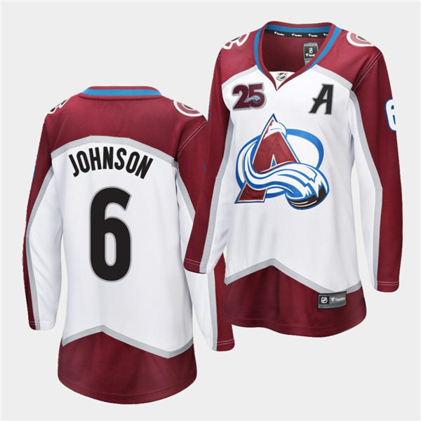 Womens Colorado Avalanche #6 Erik Johnson Adidas Away White Player Jersey Stitched
