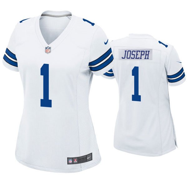 Womens Dallas Cowboys #1 Kelvin Joseph Nike White Limited Jersey