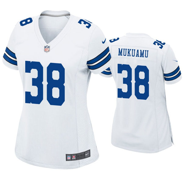 Womens Dallas Cowboys #38 Israel Mukuamu Nike White Limited Jersey