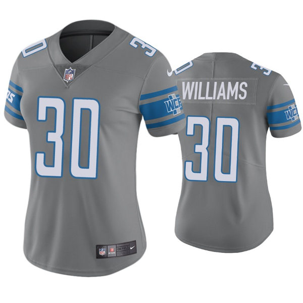 Womens Detroit Lions #30 Jamaal Williams Nike Silver Color Rush Jersey