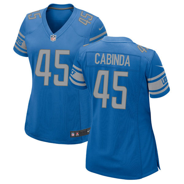 Womens Detroit Lions #45 Jason Cabinda Nike Blue Limited Jersey