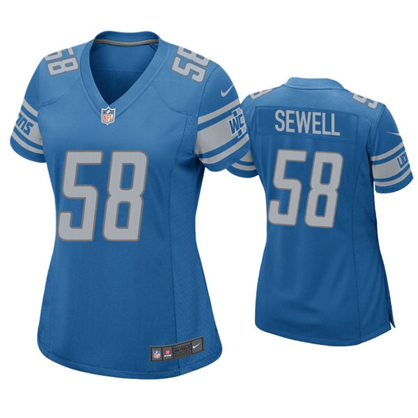 Womens Detroit Lions #58 Penei Sewell Nike Blue Limited Jersey