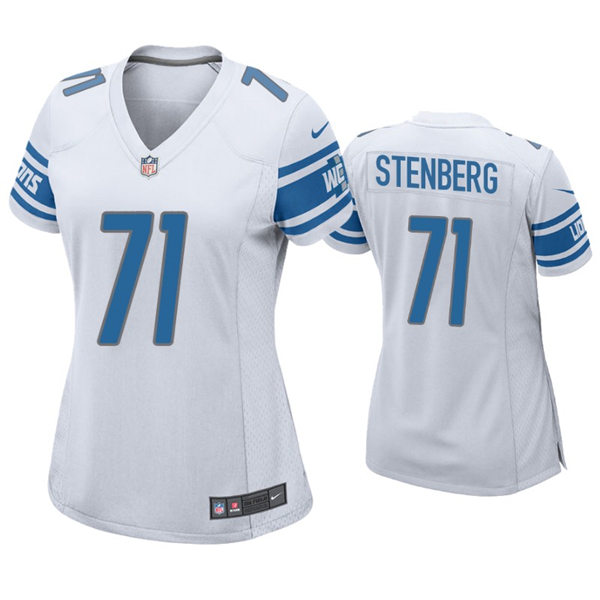 Womens Detroit Lions #71 Logan Stenberg Nike White Limited Jersey