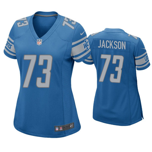 Womens Detroit Lions #73 Jonah Jackson Nike Blue Limited Jersey