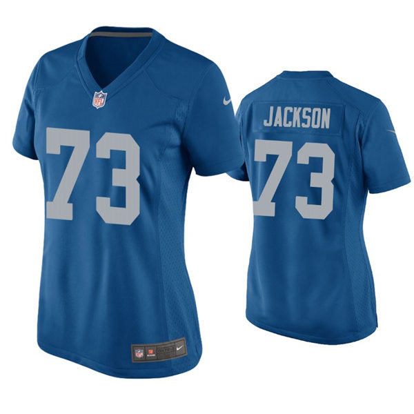 Womens Detroit Lions #73 Jonah Jackson Nike Blue Retro Throwback Jersey
