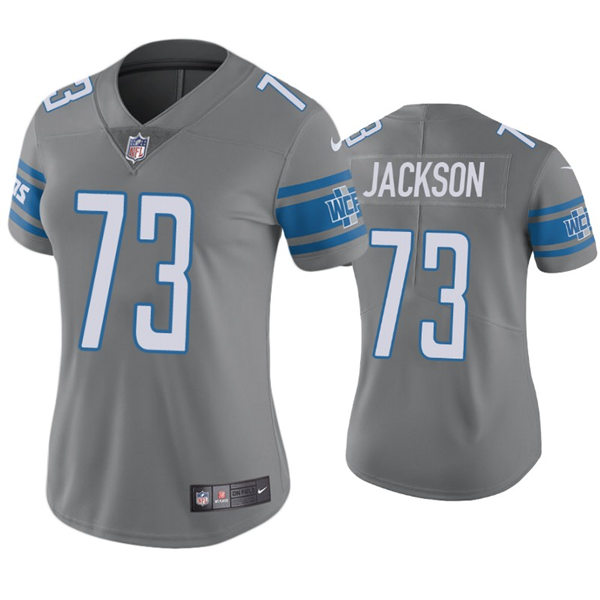 Womens Detroit Lions #73 Jonah Jackson Nike Silver Color Rush Jersey