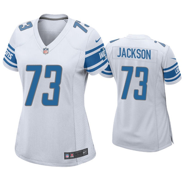 Womens Detroit Lions #73 Jonah Jackson Nike White Limited Jersey