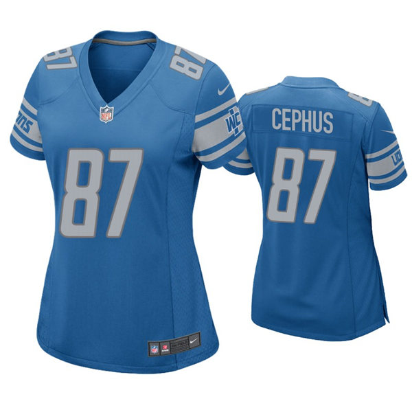 Womens Detroit Lions #87 Quintez Cephus Nike Blue Limited Jersey