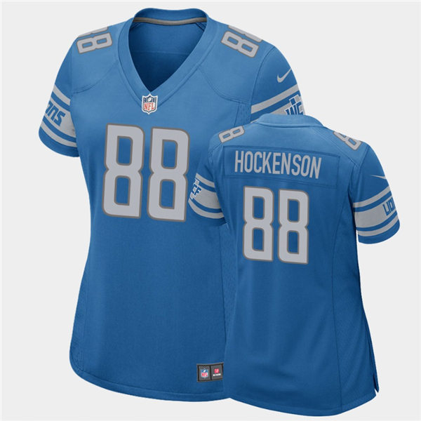 Womens Detroit Lions #88 T.J. Hockenson Nike Blue Limited Jersey