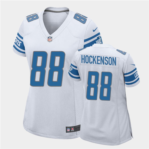 Womens Detroit Lions #88 T.J. Hockenson Nike White Limited Jersey