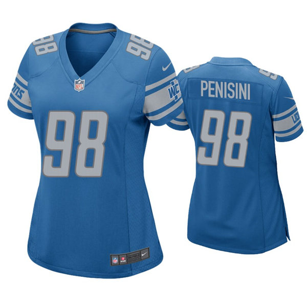 Womens Detroit Lions #98 John Penisini Nike Blue Limited Jersey