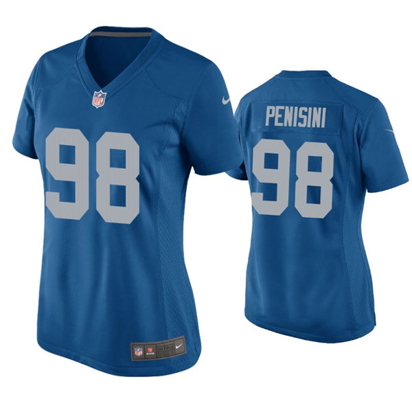 Womens Detroit Lions #98 John Penisini Nike Blue Retro Throwback Jersey