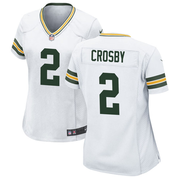 Womens Green Bay Packers #2 Mason Crosby Nike White Vapor Limited Player Jerse