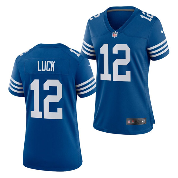 Womens Indianapolis Colts Retired Player #12 Andrew Luck Nike Royal Alternate Retro Vapor Limited Jersey