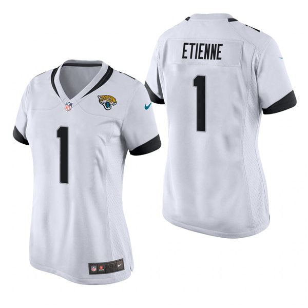 Womens Jacksonville Jaguars #1 Travis Etienne Nike White Limited Jersey