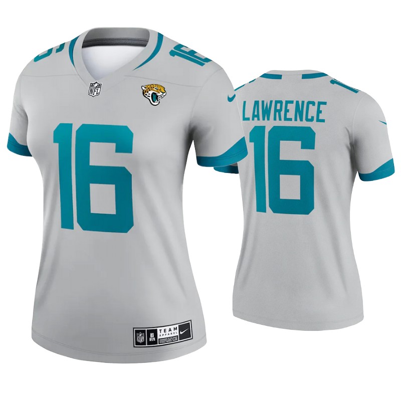 Womens Jacksonville Jaguars #16 Trevor Lawrence Nike Grey Inverted Legend Jersey