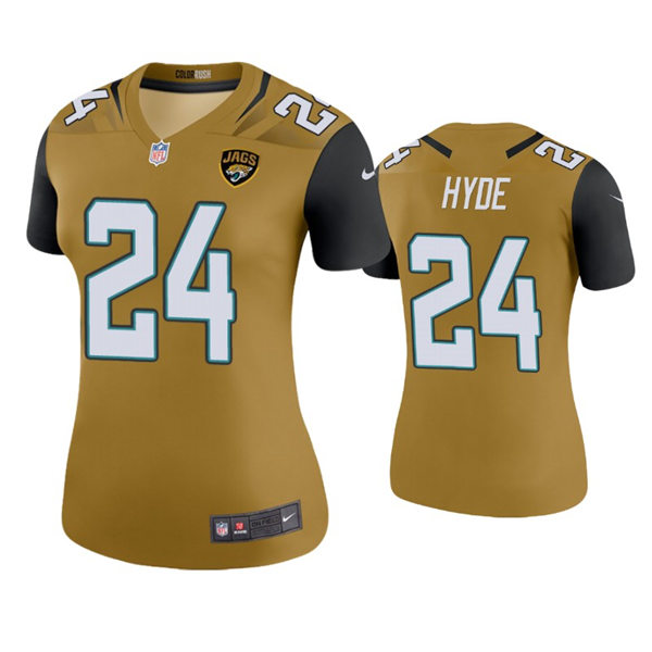 Womens Jacksonville Jaguars #24 Carlos Hyde Nike Bold Gold Color Rush Jersey