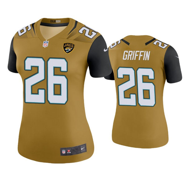 Womens Jacksonville Jaguars #26 Shaquill Griffin Nike Bold Gold Color Rush Jersey