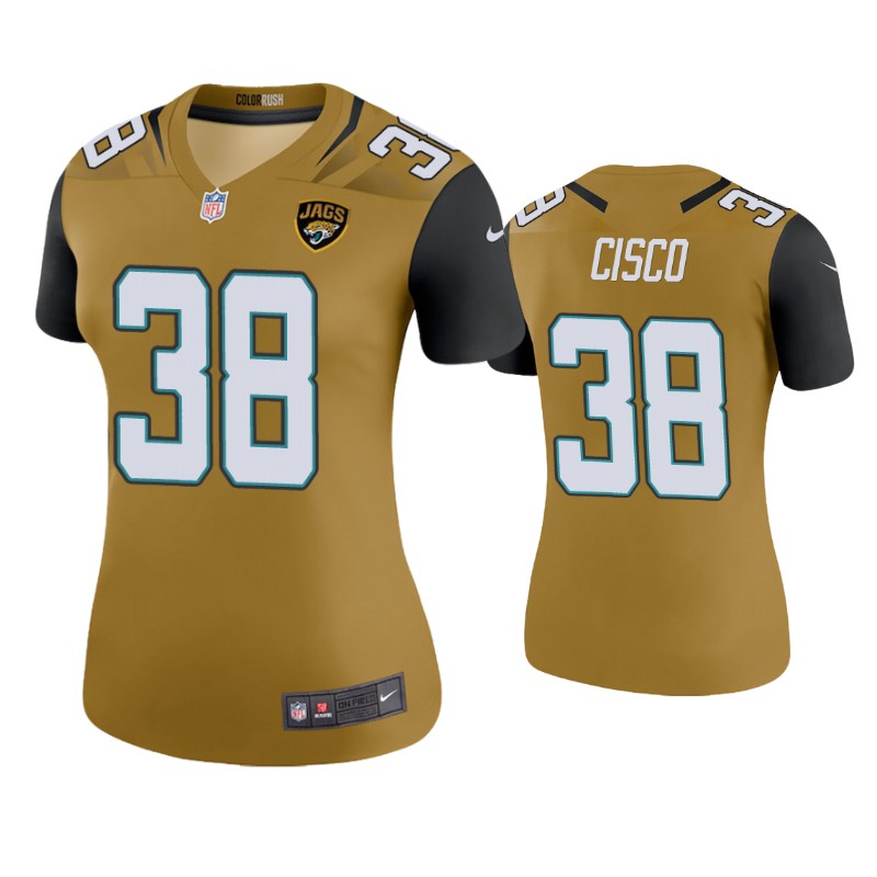 Womens Jacksonville Jaguars #38 Andre Cisco Nike Bold Gold Color Rush Jersey