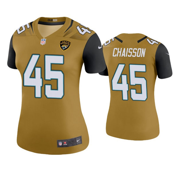 Womens Jacksonville Jaguars #45 K'Lavon Chaisson Nike Bold Gold Color Rush Jersey