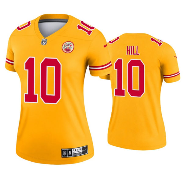 Womens Kansas City Chiefs #10 Tyreek Hill Nike Gold Inverted Legend Jersey