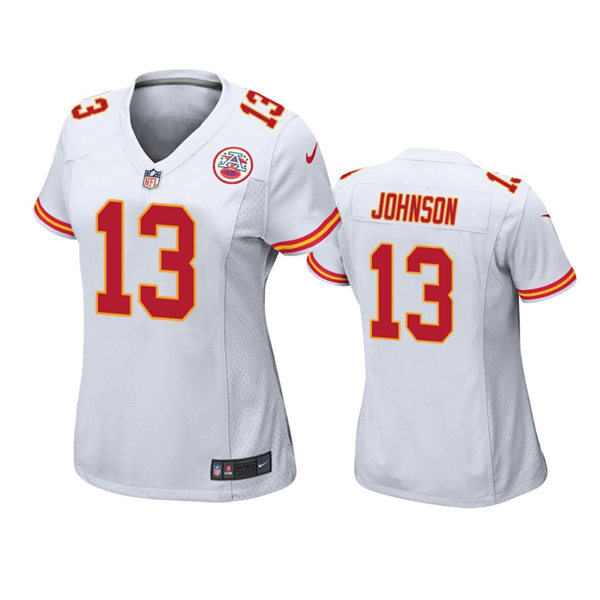 Womens Kansas City Chiefs #13 Nazeeh Johnson White Stitched Limited Jersey
